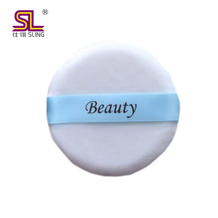 Super soft Satin label ribbon with Custom Logo For Ladies' makeup puff