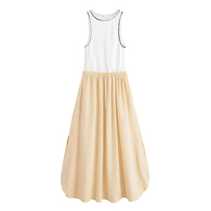 NOVEDAD DE VERANO 2025, vestido informal de cuello redondo sin mangas a la moda transfronteriza para mujer con patrón sólido de costura sencillo que combina con todo - Product Image 2