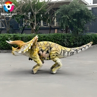 Triceratops mécanique interactif grandeur nature télécommandé : Robot dinosaure bébé animatronique à 4 pattes pour parc