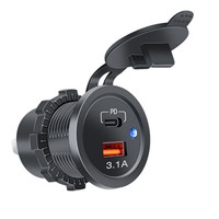 Chargeur de voiture USB-C 12V 3.1A encastrable pour voiture, bateau, marine, VTT, modification