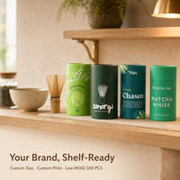 Tubes en papier matcha recyclables faits à la main personnalisables pour l'emballage de poudre, boîtes cadeaux écologiques, étiquetage personnalisé
