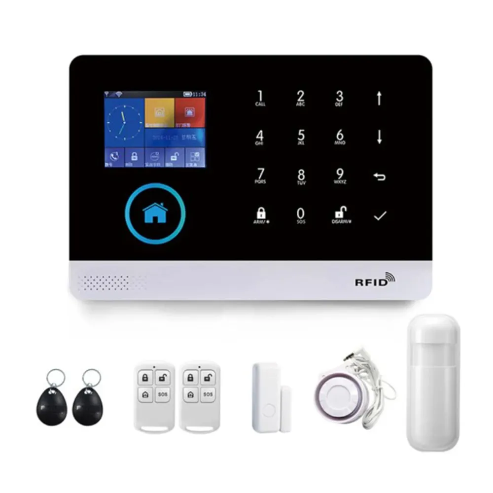 Amazon caldo-vendita Tuya Smart Life APP controllo Touch tastiera GSM WiFi doppia rete di sicurezza sistema di allarme domestico PG-103