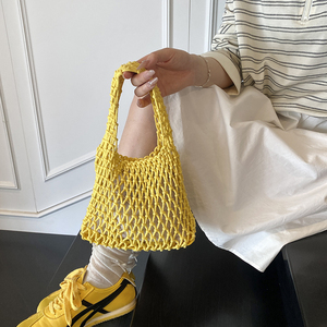 Nuova Borsa da Spiaggia alla Moda <span class=keywords><strong>in</strong></span> Rete di <span class=keywords><strong>Corda</strong></span> di Cotone Intrecciata, Borsa all'Uncinetto Fatta <span class=keywords><strong>a</strong></span> <span class=keywords><strong>Mano</strong></span> con Tasca Interna - Product Image 4