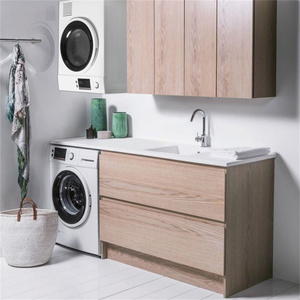 YALIG Armoire de buanderie moderne personnalisée avec panier intégré, meuble de rangement et vanité pour buanderie - Product Image 3