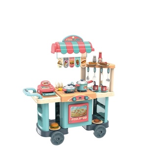 <span class=keywords><strong>Amazon</strong></span> top seller 2020 drôle semblant jouer magasin de restauration rapide de chariot de cuisine jouet avec caisse enregistreuse - Product Image 1