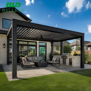 Gazebo de Jardín de Aluminio Impermeable con Techo Bioclimático Motorizado, Cubierta Automática para Patio, Pérgola con Rejillas para Restaurantes y <span class=keywords><strong>Caf</strong></span>é<span class=keywords><strong>s</strong></span> - Product Image 5
