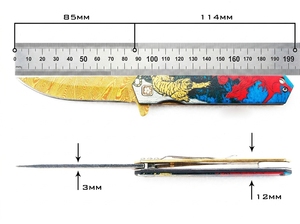 Navaja de Bolsillo Plegable Art Series 3D Dragon Tiger 3CR13 con Hoja de 2.8mm, Mango de Aluminio, Bloqueo de Marco, Semi-automática, 199.0mm (7.83 Pulgadas) - Product Image 2