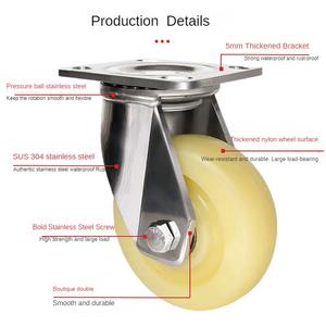 WeiHang <span class=keywords><strong>6</strong></span> ZOLL Hoch leistungs wagen Rollen Lebensmittel industrie 100mm Durchmesser Nylon rad Edelstahl Dreh platten rollen mit Bremse - Product Image 3
