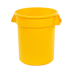 Yellow Plastic Trash Can 130L Round Dustbin with Open Top Lid