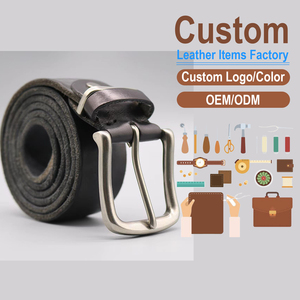 Men Retro Full Grain Leather Belt, Single-Layer Genuine Cowhide <b>Pin</b> Buckle Waist Belt for Casual & Daily Use - Product Image 2
