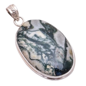 Pendentifs fins en argent sterling 925 faits à la main et pendentif en agate de mousse à breloques en gros auprès de fournisseurs de confiance - Product Image 1