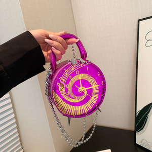 Nova Bolsa de Ombro Mini 2026 Feminina, Estilo Despertador, Bolsa de Mão Redonda Pequena com Zíper, Bolsas Transversais de Corrente em PU - Product Image 1