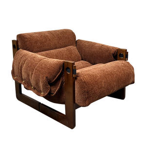 Fauteuil de salon élégant et moderne, chaise de lecture confortable en tissu vert olive durable, chaise de bureau contemporaine en bois - Product Image 4