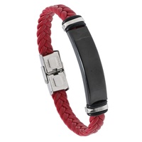 Bracelet à manchette en cuir tressé pour homme, bijou masculin en acier inoxydable, fait à la main, vente en gros, offre spéciale