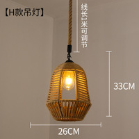 Lustre suspendu E27 en corde de chanvre, style rétro et rustique, créatif, pour café, restaurant et bar, design américain et campagnard