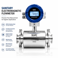 Medidor de Flujo Electromagnético Sanitario de 3" DN80 con Conexión Tri-Clamp |   Revestimiento de PFA de Grado Alimenticio SS316L |   Medidor de Flujo de Bebidas Lácteas CIP/SIP Aprobado por la FDA