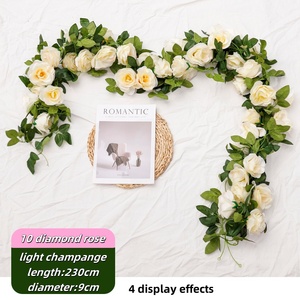 ZhiXia gros personnalisé coloré soie tissu plastique 10 Rose rotin pointe artificielle Rose rotin mariage jardinage décoration - Product Image 2
