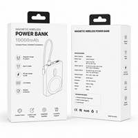 Power Bank Portabel OEM Magnetik Nirkabel Li-Polymer 10000mah dengan Kabel Terintegrasi, Layar LCD, dan Output USB Type C
