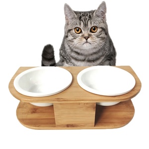 Cuenco de <span class=keywords><strong>agua</strong></span> de bambú Para Perros, comedero sin derrames Para cachorros, con soporte, precio de fábrica al por mayor - Product Image 1