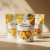 Sachets personnalisés en Mylar pour bonbons aux fruits lyophilisés (pêche, fraise, citron, mangue) et sachets pour ananas séché, emballage stand-up