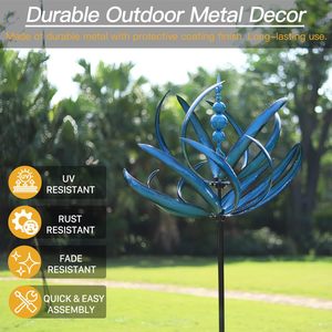 Extra <b>Large</b> Antique Outdoor Metal Wind Spinners Rectangle-Shaped Sculptures with Stake Yard Garden Decor Waterproof Lawn Art - Product Image 3
