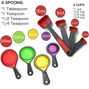 Tasses et cuillères à mesurer souples en silicone pliables, tasses à mesurer portables en silicone de qualité alimentaire pour la pâtisserie - Product Image 2