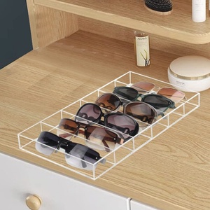 Bandeja de almacenamiento de gafas de acrílico transparente pulido moderno de 6 ranuras, de pie, para exhibición, al por mayor, novedad, Justincase - Product Image 2