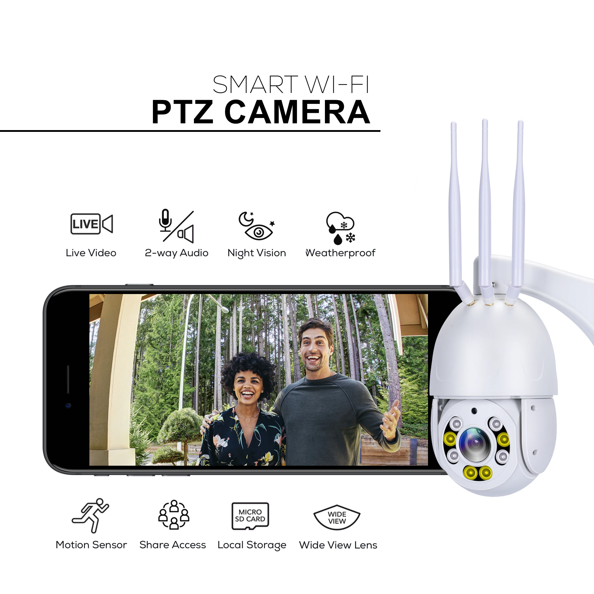 5MP PTZ 30X Optical Zoom IP Camera WiFi 4G SIM Card Outdoor Spherical 360 Degree Surveillance Cam H.265 Wireless