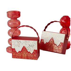 Boîte cadeau élégante avec motif de château de feux d'artifice doré en relief, boîte cadeau en papier pliable pour les cadeaux de fête - Product Image 1
