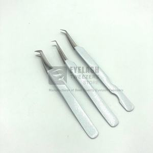 Pinzas de extensión de pestañas antiestáticas duraderas de precisión de acero inoxidable sostenible japonés brillante blanco punta puntiaguda - Product Image 3