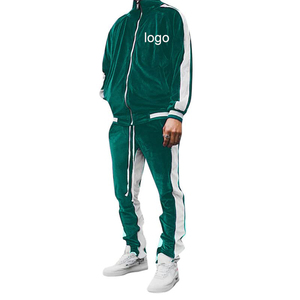 Stampa personalizzata tuta da uomo di qualità invernale bicolore <span class=keywords><strong>nera</strong></span> tuta da ginnastica in velluto bianco per uomo - Product Image 3