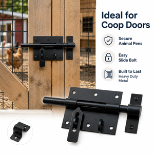 Black Powder Coated Steel Door <strong>Bolt</strong> <strong>Slide</strong> Latch Surface Mount <strong>Heavy</strong> <strong>Duty</strong> Barrel <strong>Lock</strong> for Gate Wholesale - Product Image 1