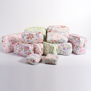 DIY Customized Women's Printed Cosmetic Bags Green Gingham Inner Cotton Large Capacity Zipper Closure <b>Storage</b> Pouches Portable - Product Image 1