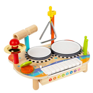 Ensemble d'instruments de musique en bois en gros, instruments de percussion Orff, jouets en bois avec clavier, piano, tambour, triangle - Product Image 1