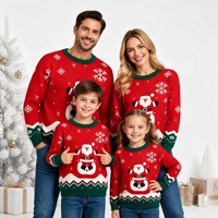 Nouveau pull de Noël assorti pour la famille, personnalisé OEM, en jacquard tricoté, motif dessin animé, pour adultes, enfants et tenues parent-enfant