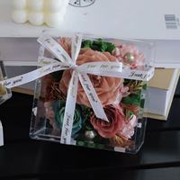 Buket Bunga Awet Warna Campuran Buatan Tangan Kotak Akrilik Transparan Persegi Mawar Abadi Hadiah Pernikahan Ulang Tahun