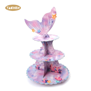 Yachen Nàng Tiên Cá Đuôi <span class=keywords><strong>cupcake</strong></span> Tier đứng 1 Bộ sinh nhật <span class=keywords><strong>Cupcake</strong></span> đứng trang trí tiệc tráng miệng cốc bánh đứng tháp cho đám cưới - Product Image 5