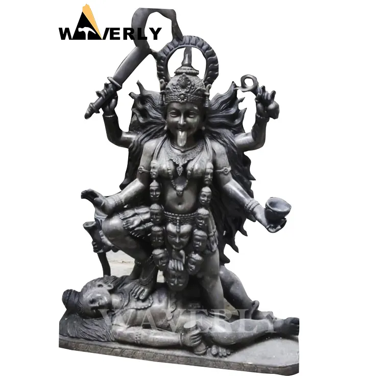 פסל אבן מותאם אישית בית מקדש hindu עבור פסל הבית גודל חיים שחור מאא kali
