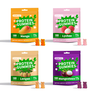 Gummies protéinés naturels à la pêche OEM avec 17 g d'isolat de protéines de lactosérum pour la croissance musculaire - Product Image 1