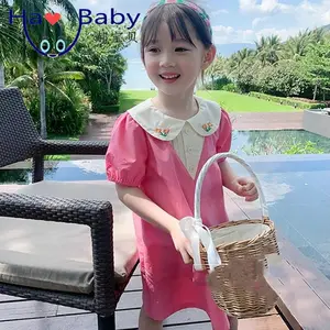 Hao Baby Girls' Skirt Embroidered Doll Neck Dress Princess Skirt Summer New Foreign Trade Children's Clothing Agency 3-8 Years