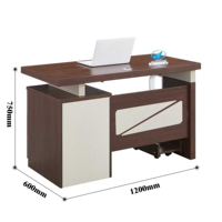 Bureau d'Ordinateur à Trois Tiroirs Fixes, Plateau de 5 cm d'Épaisseur, Idéal pour la Maison ou le Bureau, Petit Bureau Compact