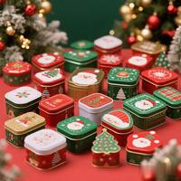 Caja de Metal Navideña de Diseño Nuevo, Latas Metálicas Personalizadas, Caja para Galletas, Embalaje, Caja de Regalo Navideña para Galletas