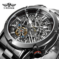 Montres mécaniques en acier inoxydable de luxe pour hommes T-WINNER, nouvelle collection, squelette