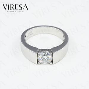 Viresa Gioielli di Moda di Lusso, Anelli Placcati in Rodio con Moissanite da 1ct Colore DEF, Anello S925 per Uomo - Product Image 2