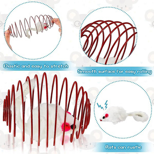 <strong>Cat</strong> Spring Toy Stretchable Interactive <strong>Cage</strong> with Fur Pure Color Mouse Rolling Ball <strong>Cat</strong> Interactive Toys - Product Image 3