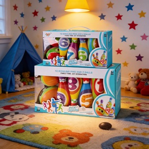 Ensemble de mini-bowling <span class=keywords><strong>en</strong></span> <span class=keywords><strong>mousse</strong></span> PU souple pour enfants, durable, portable, pour l'intérieur et l'extérieur, avec quilles et balles, jouet pour débutants, cadeau d'anniversaire - Product Image 2