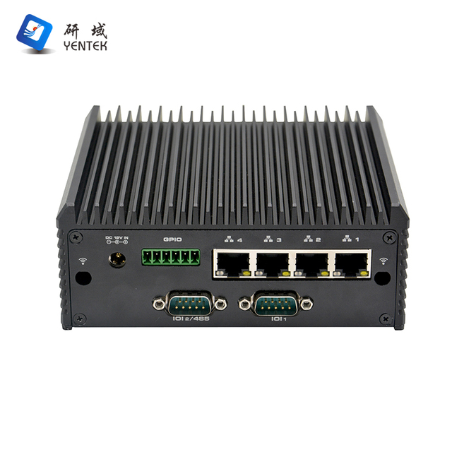 Embedded Linux Pc Intel Celeron J1900 DDR4 MSATA Win10 GPIO 2 RS232 DB9 COM 4 RJ45 LAN Industrial Server Mini Computer