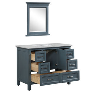 Meuble-lavabo de salle de bain de luxe en bois massif et contreplaqué, style transitionnel bleu antique, avec miroir, résistant à l'eau, fabriqué au Vietnam - Product Image 3