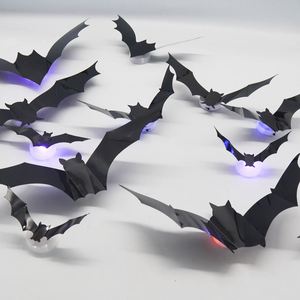 สติกเกอร์ค้างคาว PVC กันน้ำ 3 มิติ สติกเกอร์ตกแต่งฮาโลวีน ไฟ LED ตกแต่งผนังรูปค้างคาว - Product Image 1
