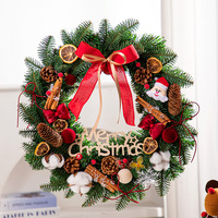 Guirlande de Noël artificielle LINGKAI en PE, 35cm, 50cm, 60cm, avec pommes de pin rondes, pour fenêtre, décoration de fête de Noël